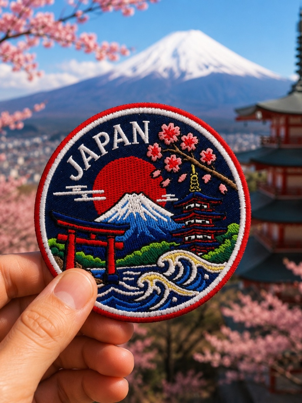 Japan Patch 3 Inch Iron On Embroidered Mount Fuji Japanese Travel Souvenir